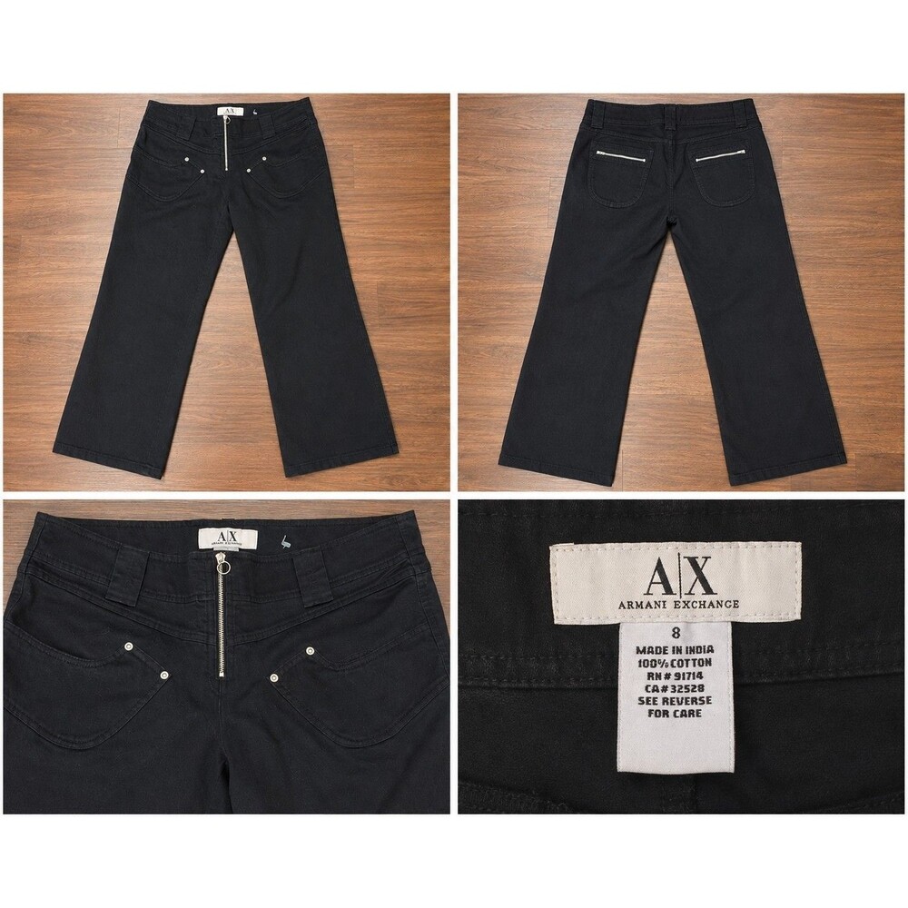 Armani Exchange Women’s Black Dark Wash Straight Jeans Zip 5-Pocket Size 8